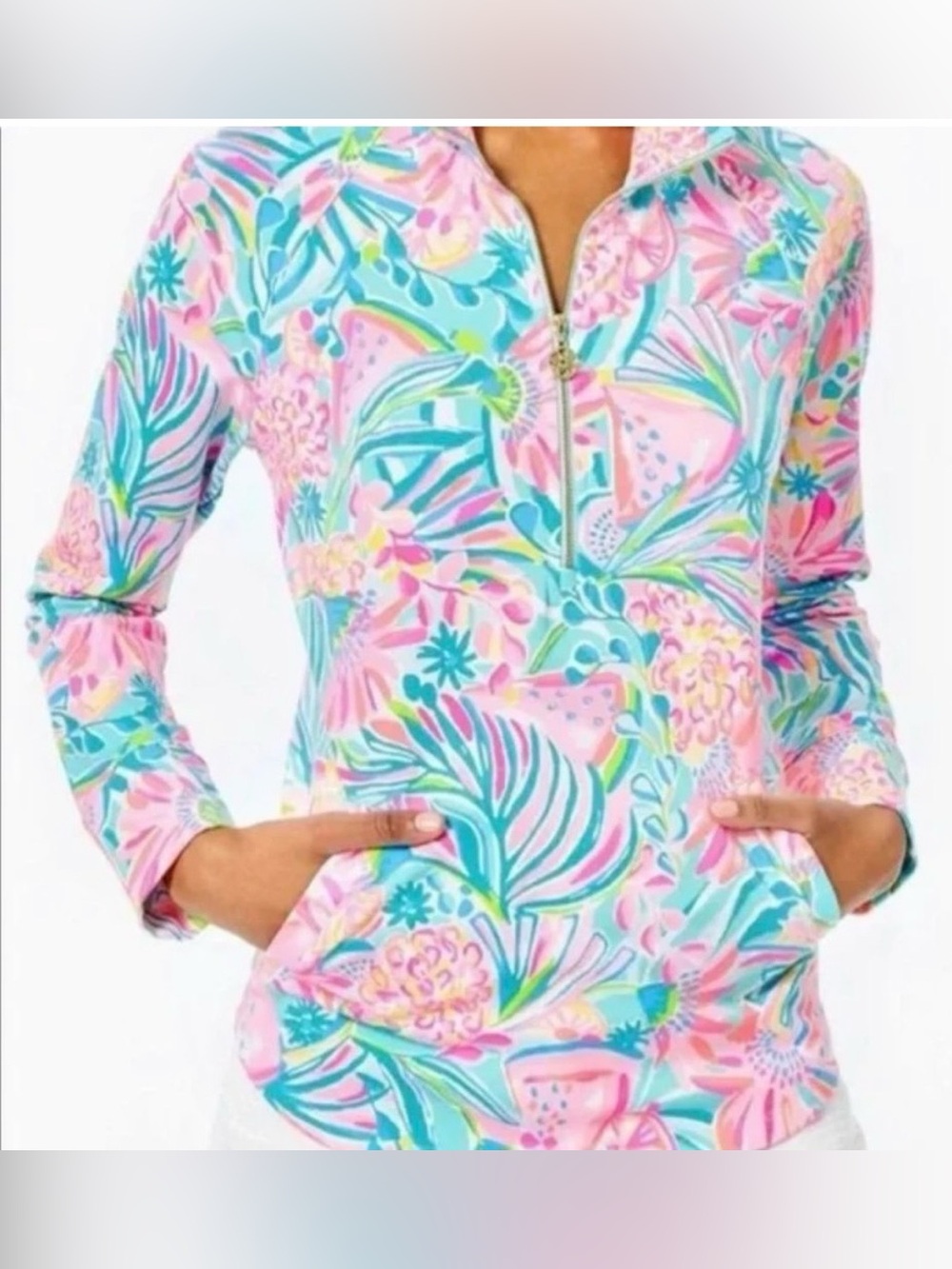 Lilly Pulitzer Tropical Punch UPF 50+ skipper popover, size XL - Picture 3 of 10